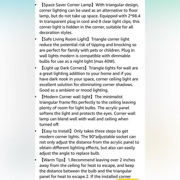 Set of two space saver triangle corner lights.  New in box - Picture 13 of 13